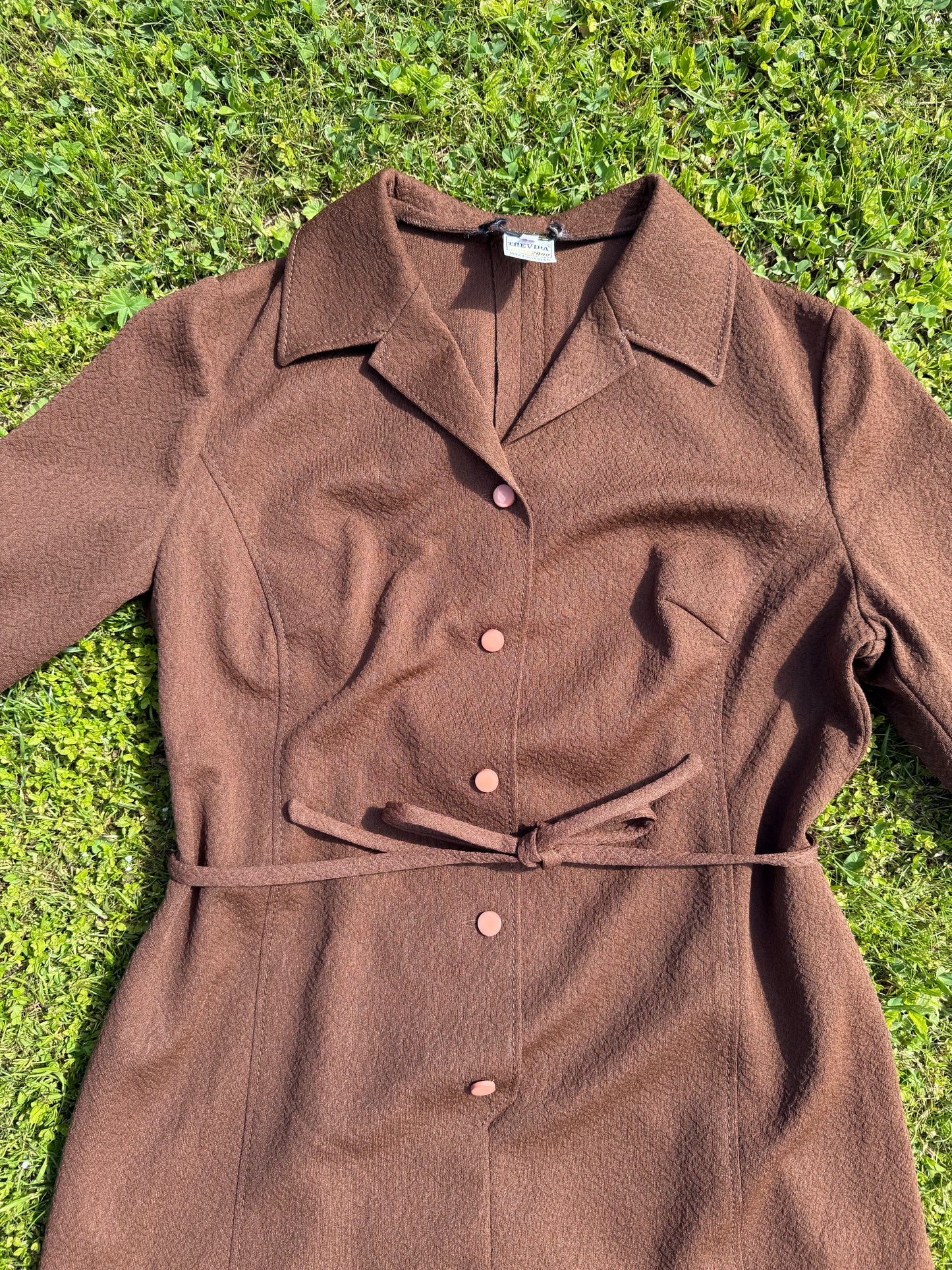Robe longue marron vintage Trevira T.S-M-L