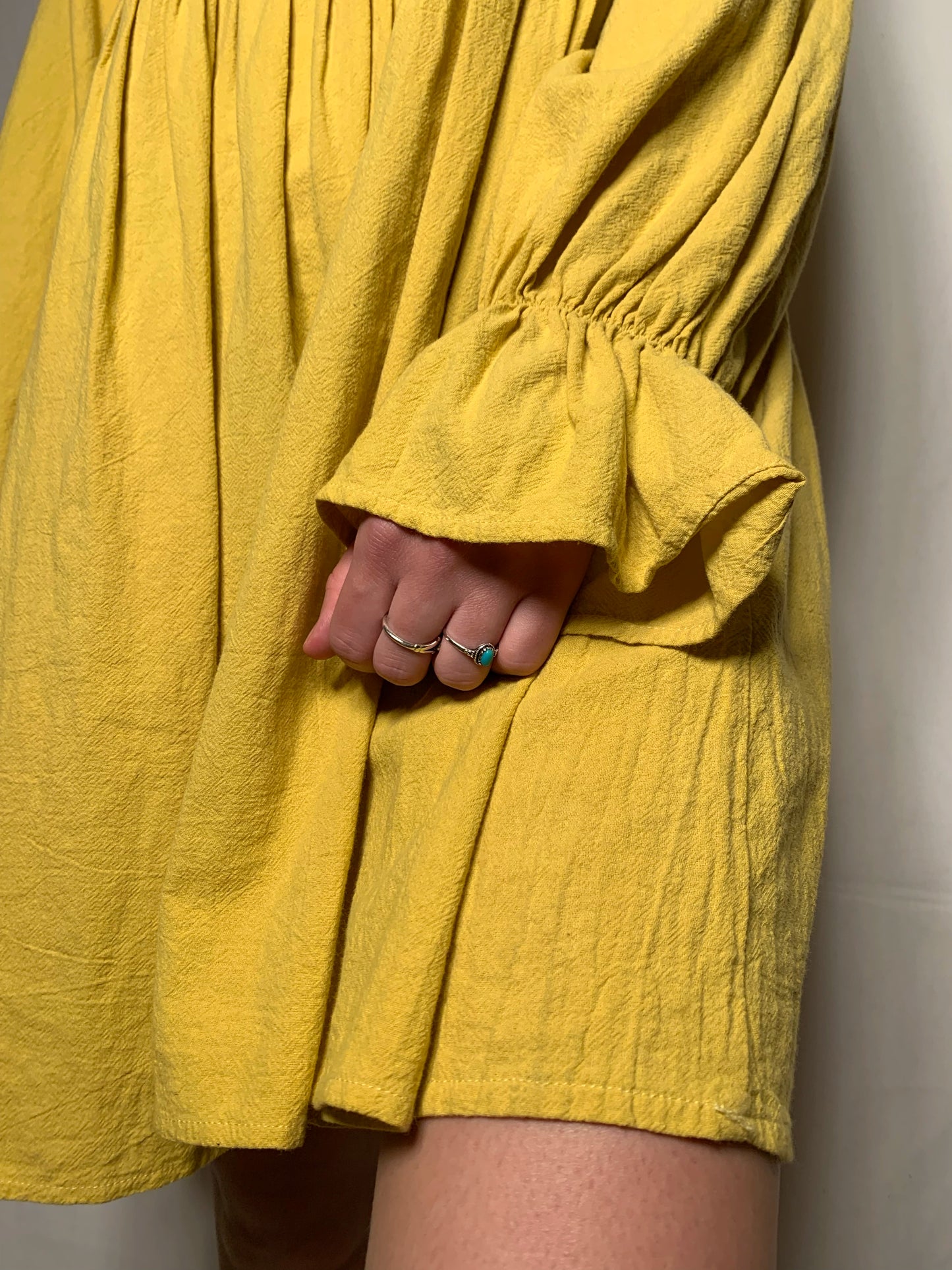 Robe jaune manches évasées T.S/M