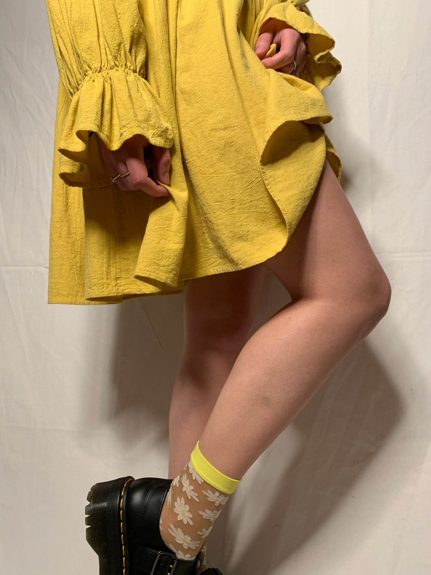 Robe jaune manches évasées T.S/M