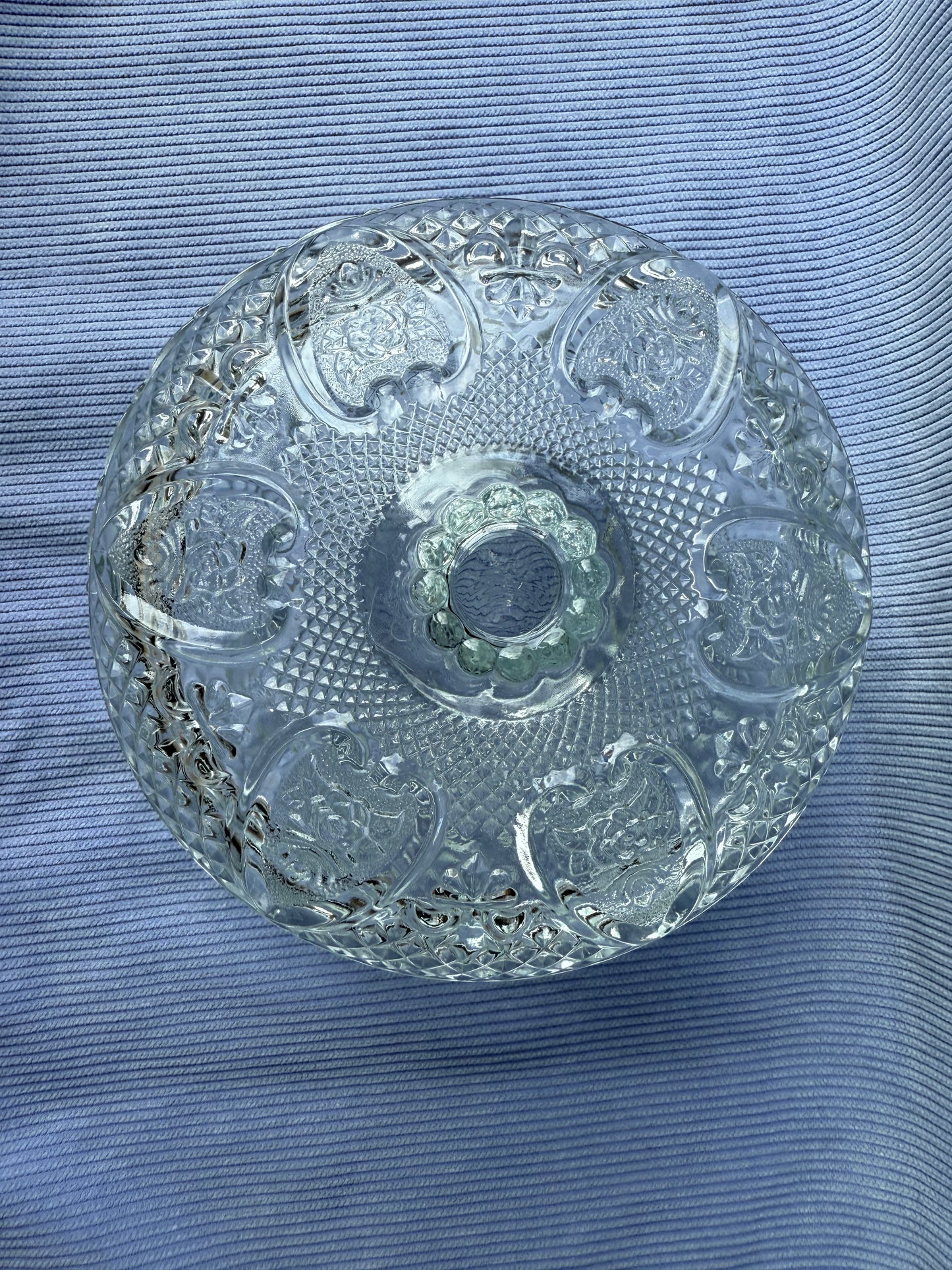 Bonbonnière ronde vintage coeurs & roses en verre Firna Indonesia