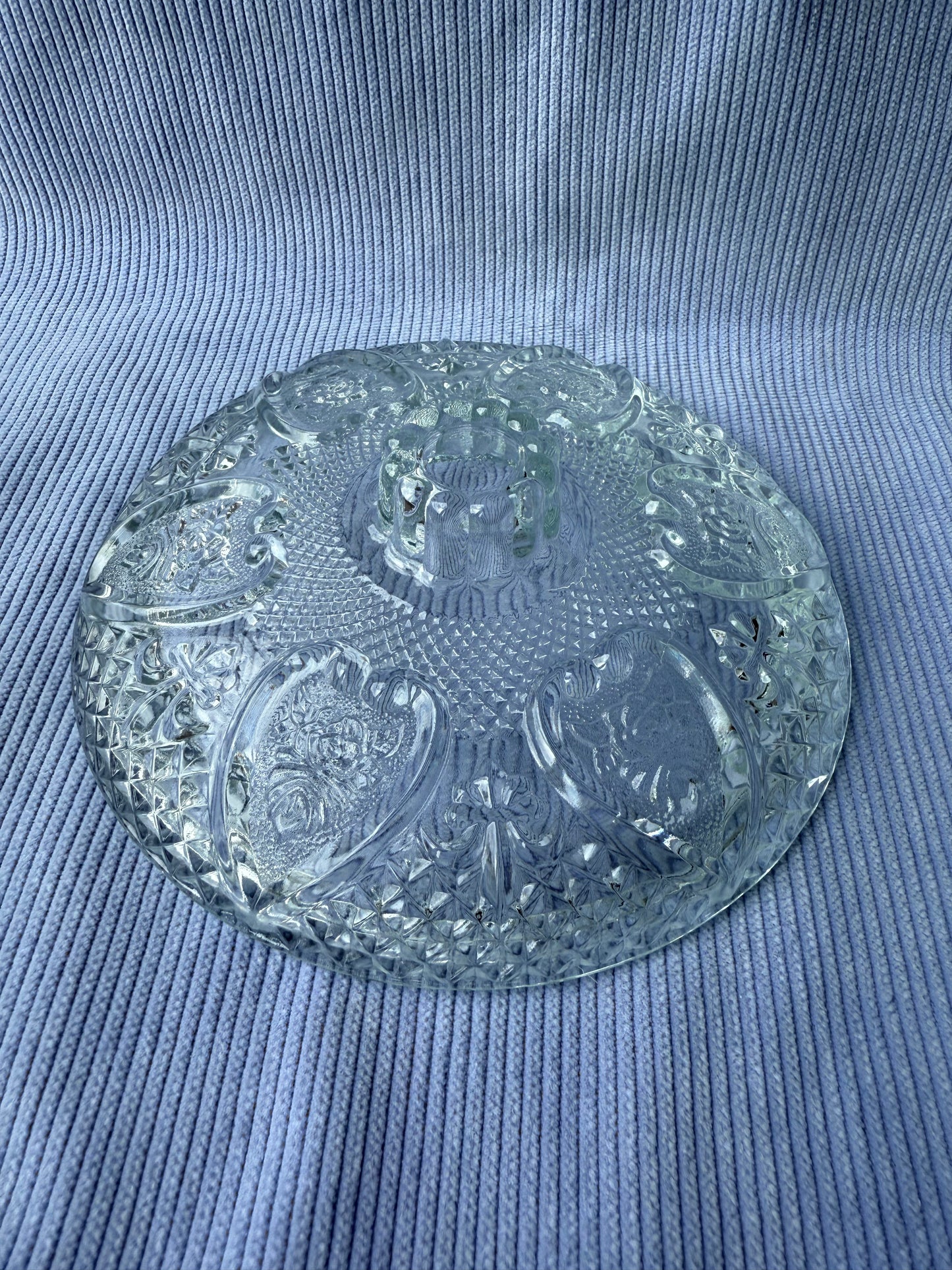 Bonbonnière ronde vintage coeurs & roses en verre Firna Indonesia