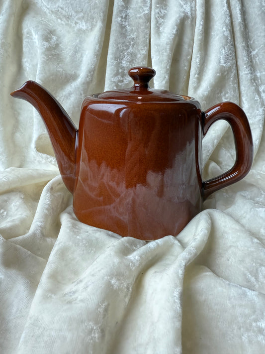 Théière vintage marron en céramique