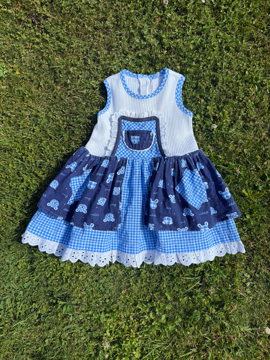 Robe bébé vintage à volants fabriquée en France T.6-12 mois
