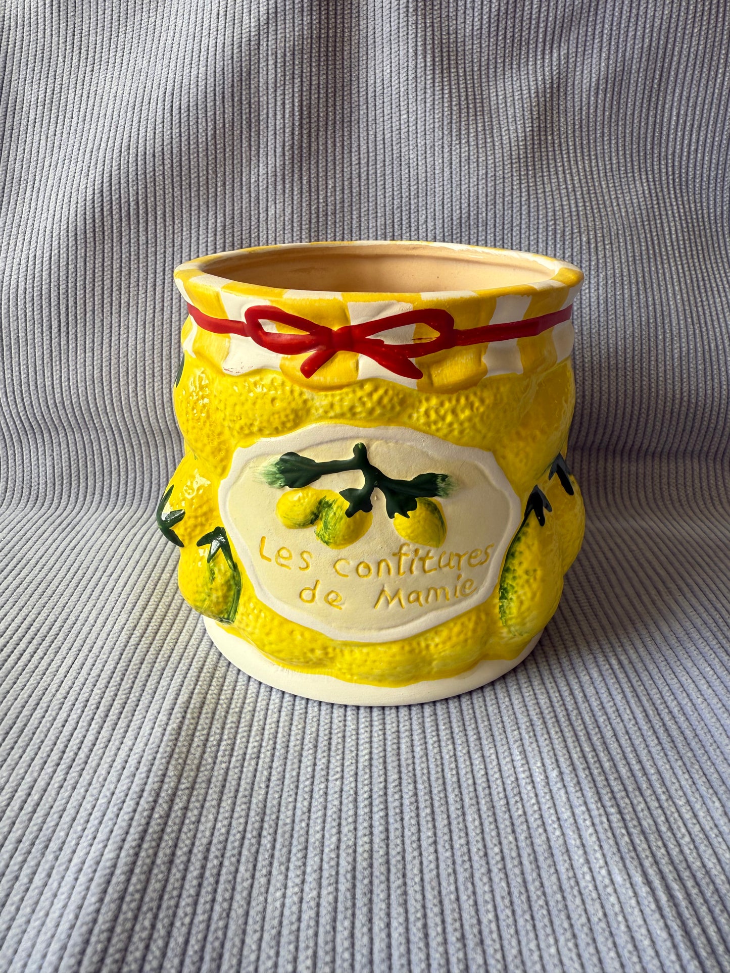 Cache pot citrons en céramique "Les confitures de mamie"