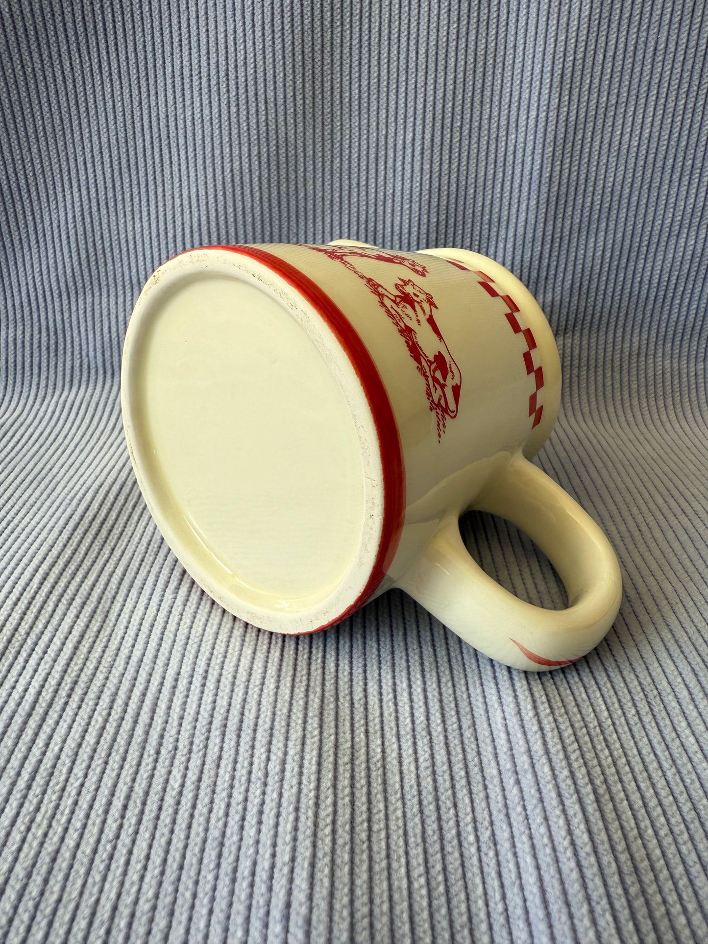 Pot à crème / lait vintage en céramique motif vichy et vaches