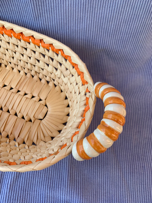 Panier orange avec anses en céramique
