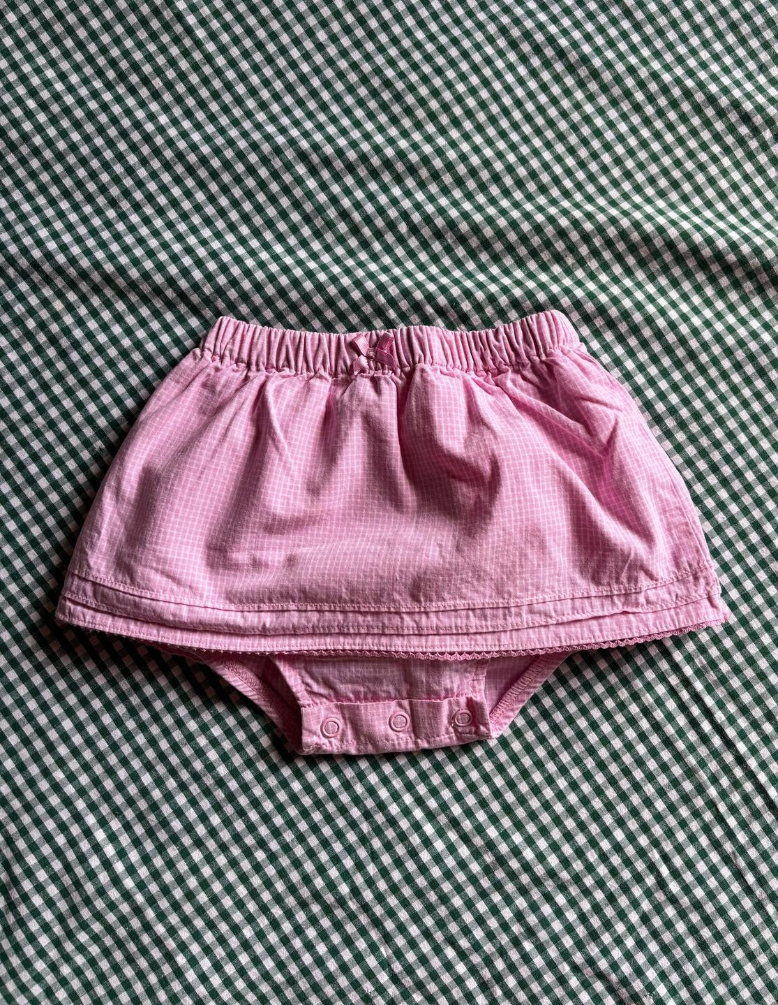 Jupe culotte petits carreaux roses Carter's 100% coton T.9 mois