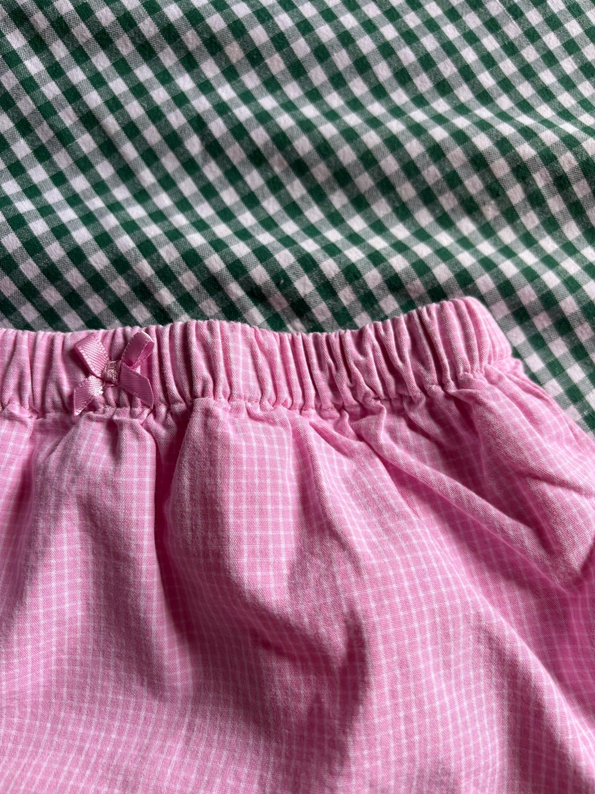 Jupe culotte petits carreaux roses Carter's 100% coton T.9 mois