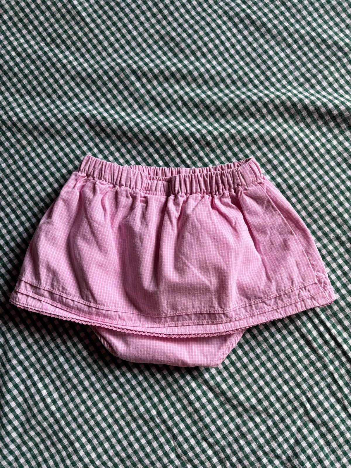 Jupe culotte petits carreaux roses Carter's 100% coton T.9 mois