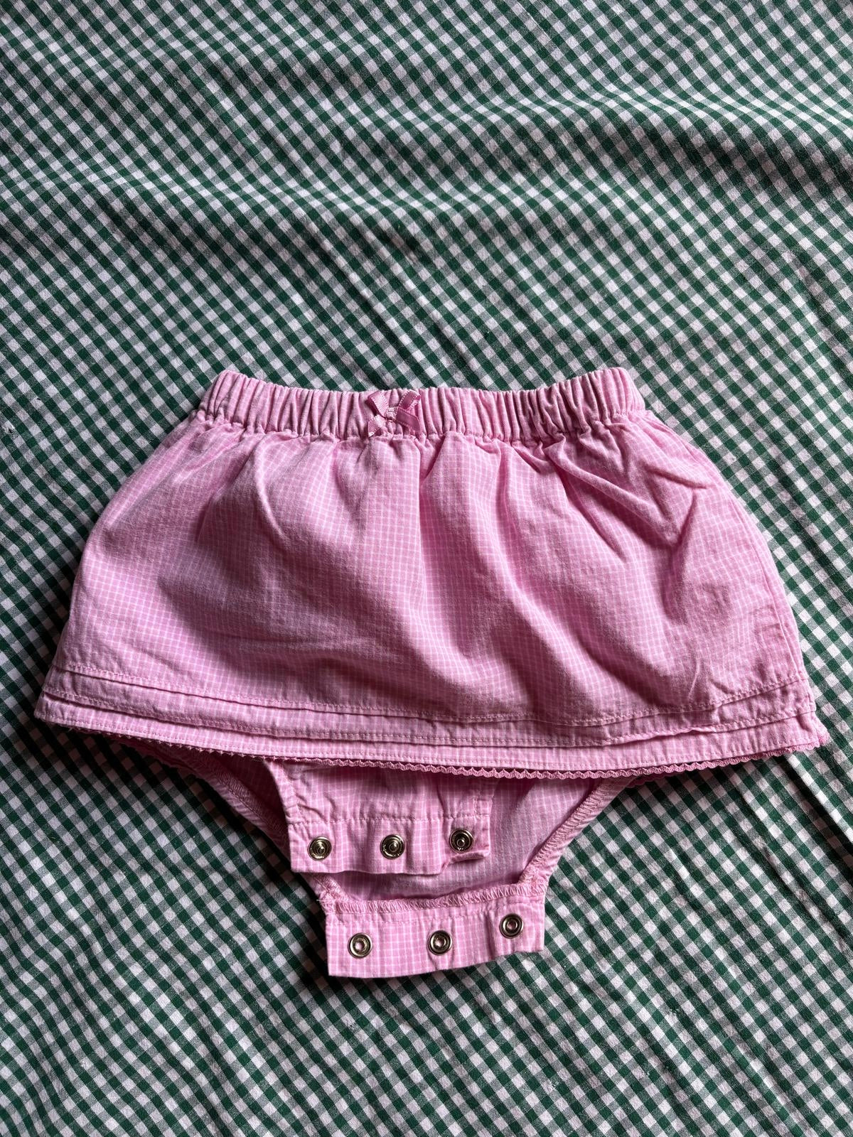 Jupe culotte petits carreaux roses Carter's 100% coton T.9 mois