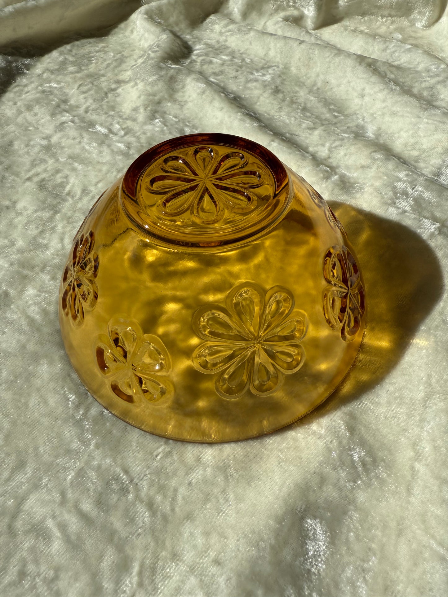 Six bols Vereco Daisy Flower en verre ambré 70s