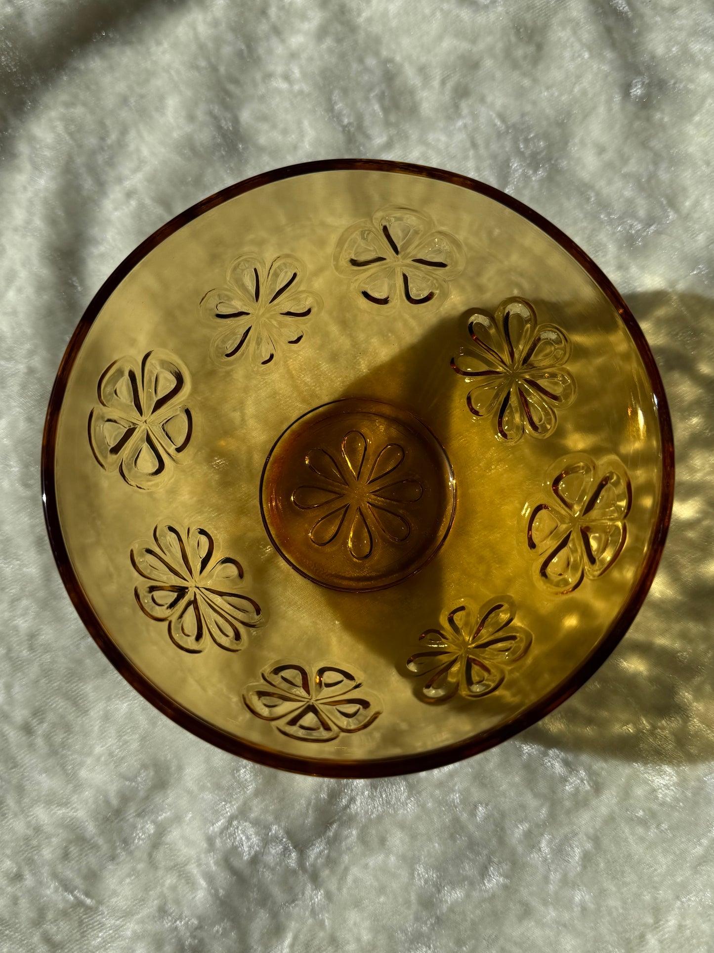 Six bols Vereco Daisy Flower en verre ambré 70s