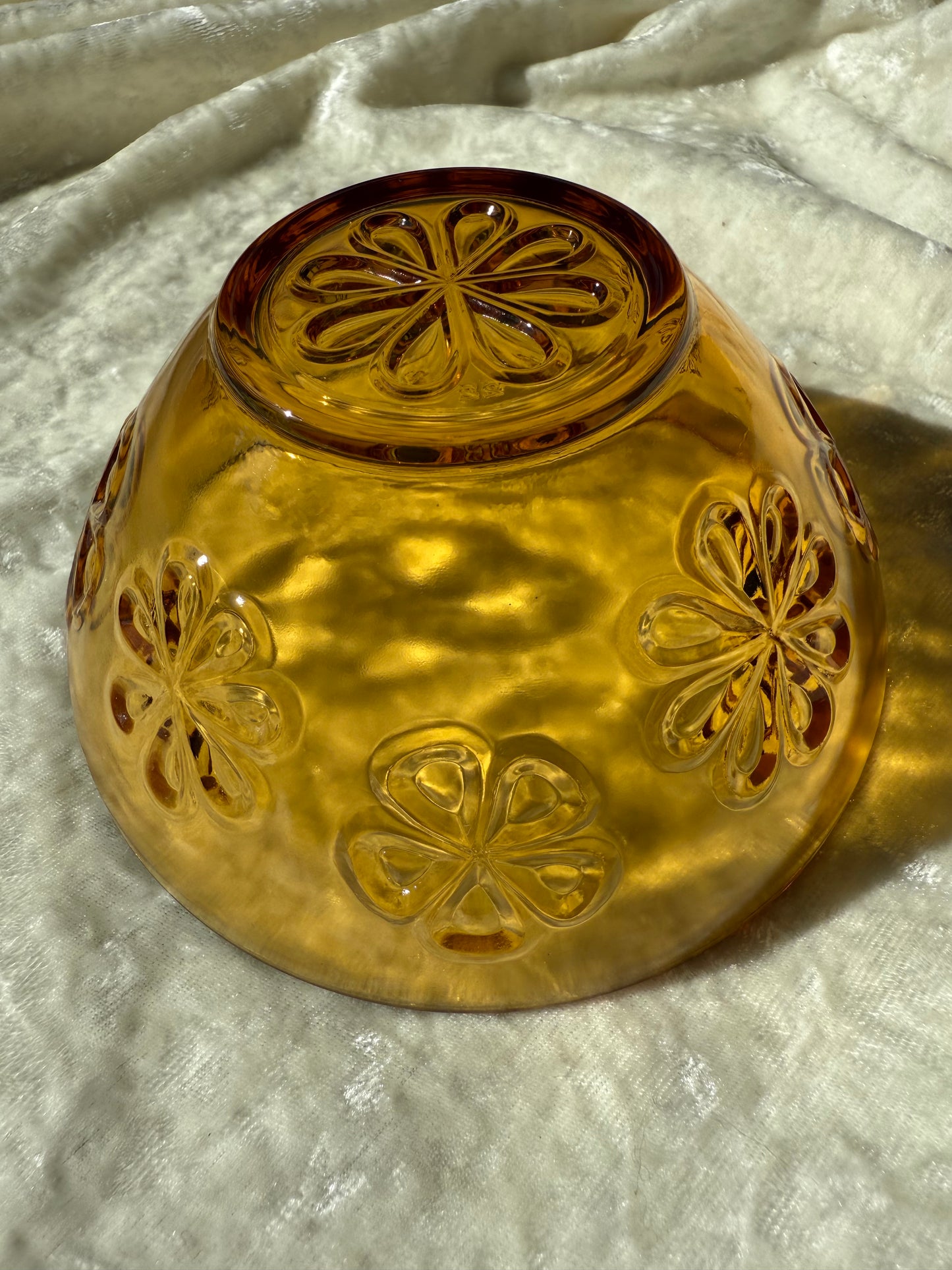 Six bols Vereco Daisy Flower en verre ambré 70s