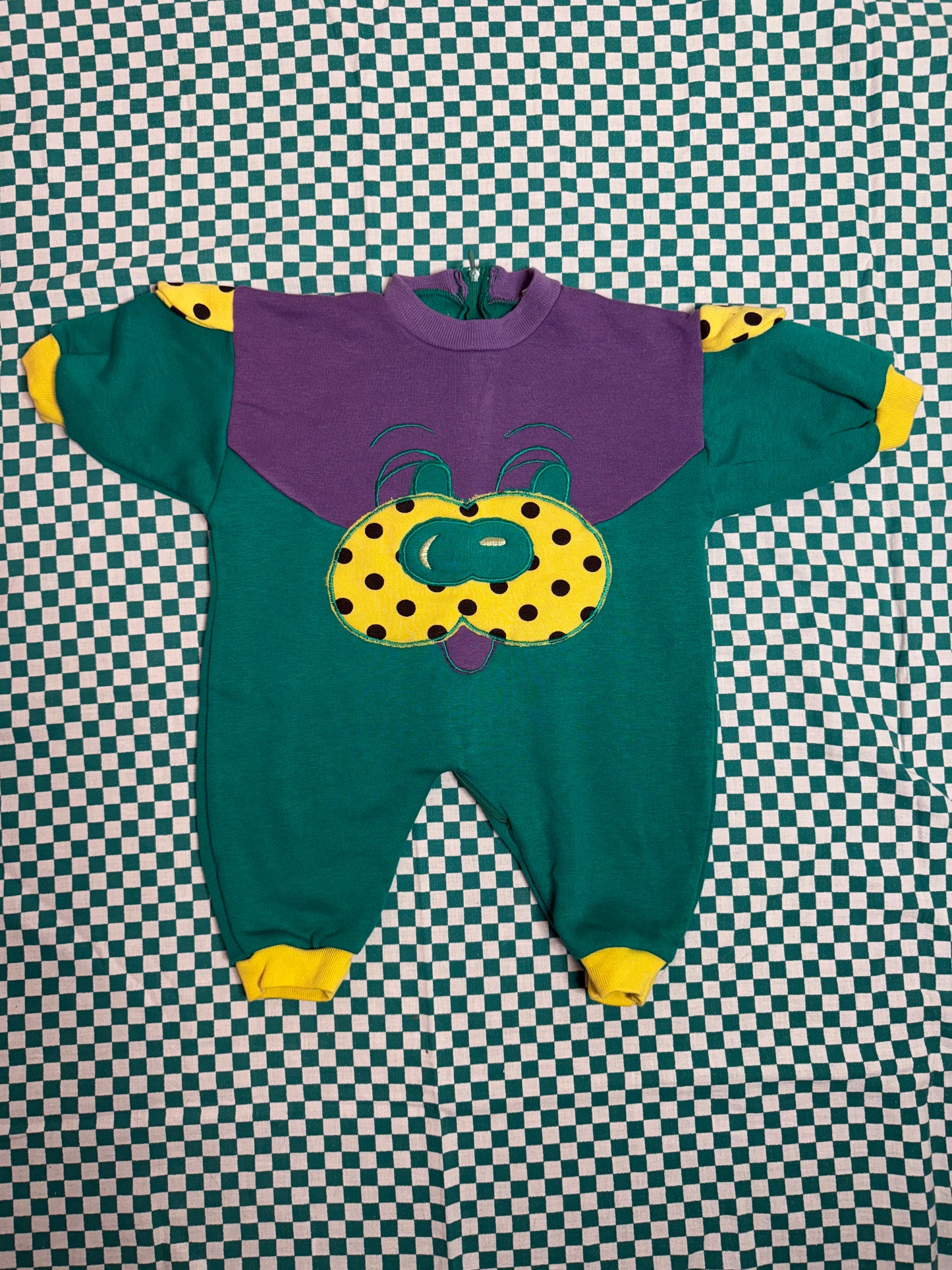 Pyjama vintage vert violet jaune T.3-6mois