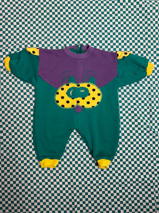 Pyjama vintage vert violet jaune T.3-6mois