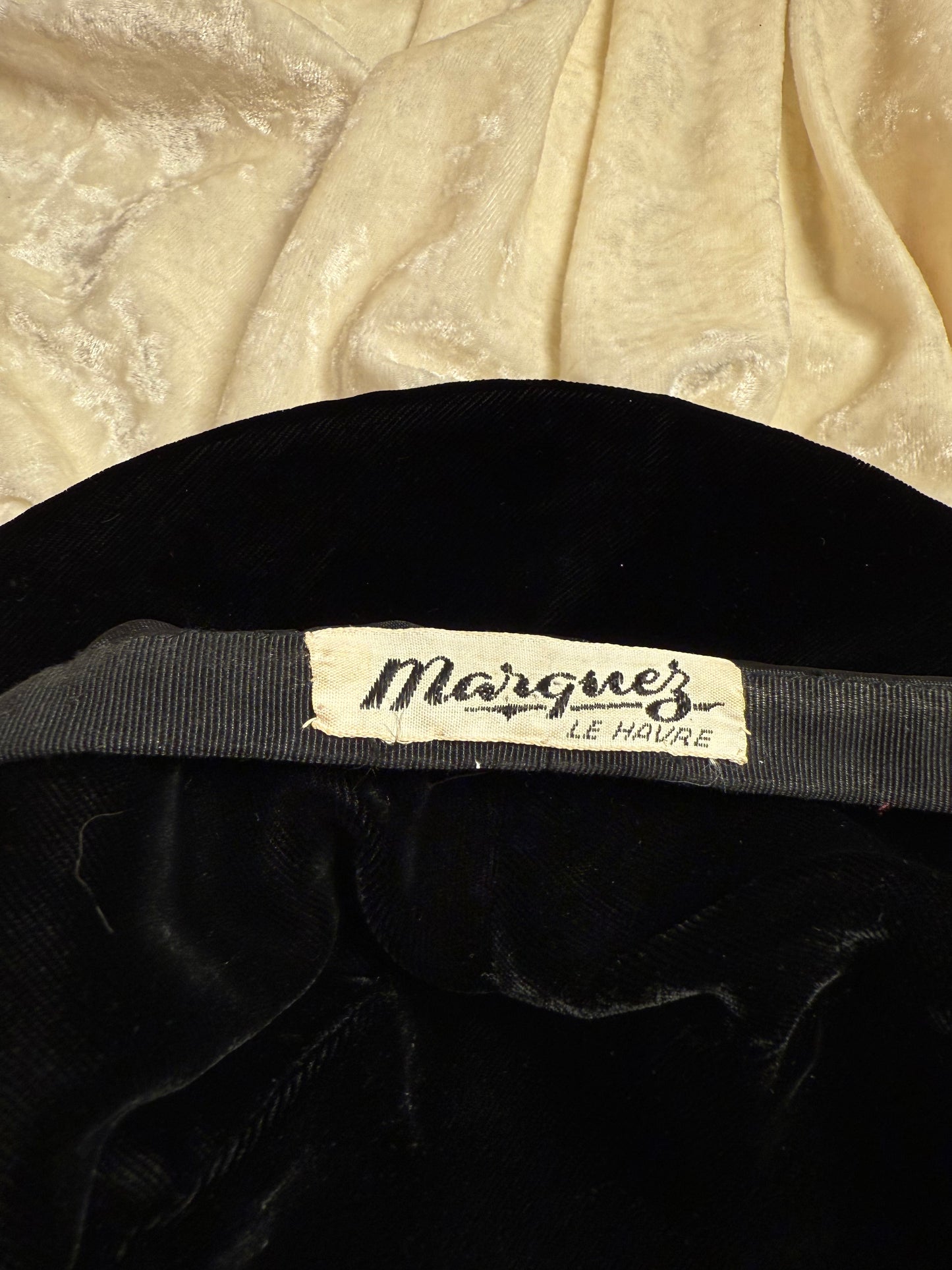 Béret en velours vintage Marquez Le Havre tour de tête 54 cm