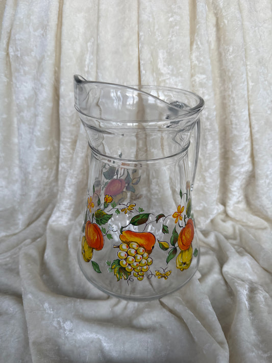 Carafe vintage en verre motifs d'automne France