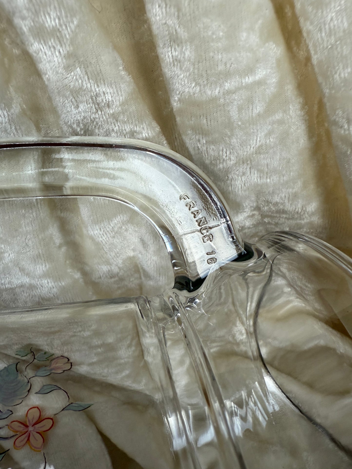 Carafe vintage en verre motifs d'automne France