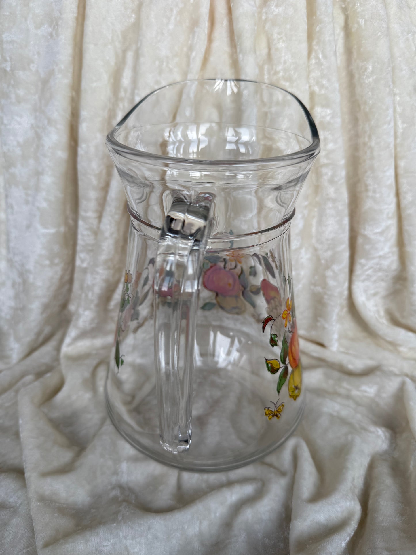 Carafe vintage en verre motifs d'automne France