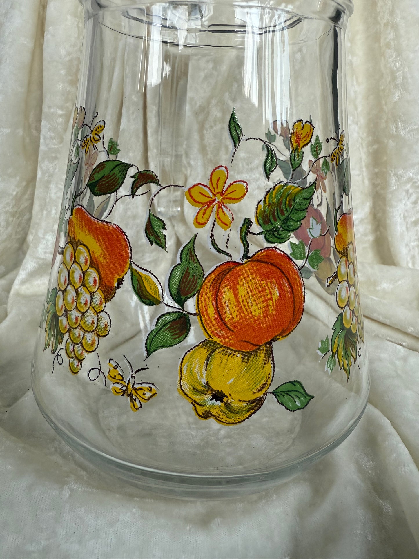 Carafe vintage en verre motifs d'automne France