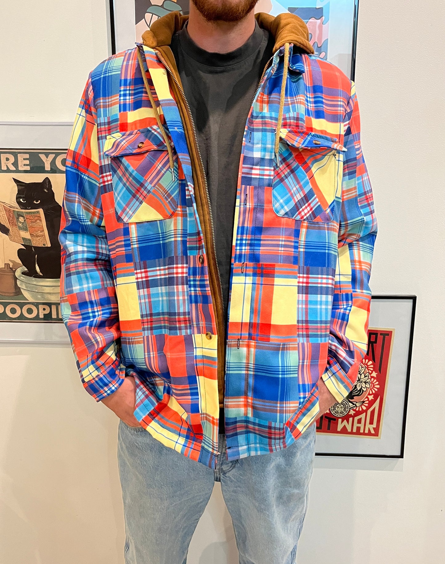 Veste colorée à carreaux avec capuche T.L