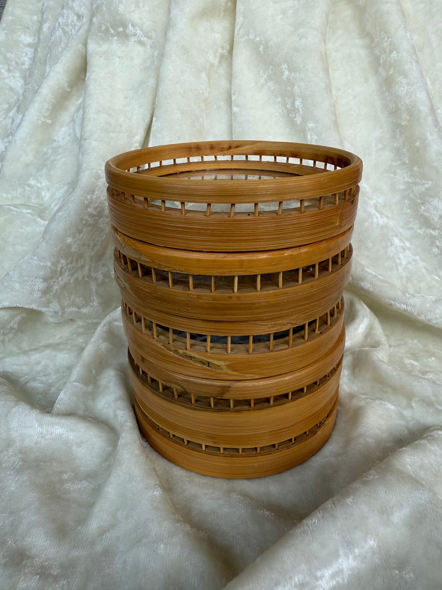 Cinq sous-verres vintage papillons séchés tour en bambou