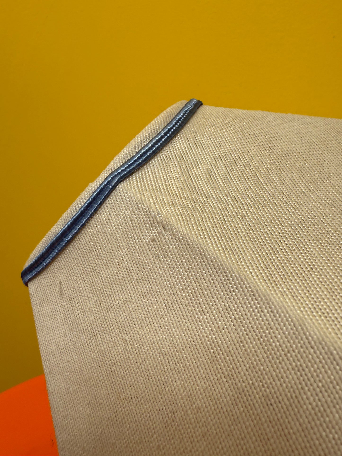 Lampe Mathias pied boules bleues en céramique avec abat jour-vintage