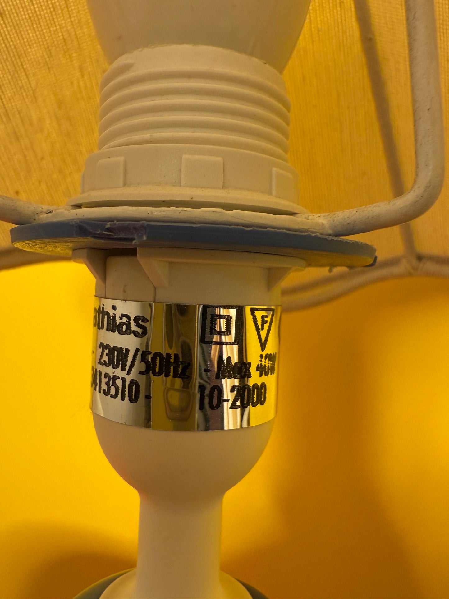 Lampe Mathias pied boules bleues en céramique avec abat jour-vintage