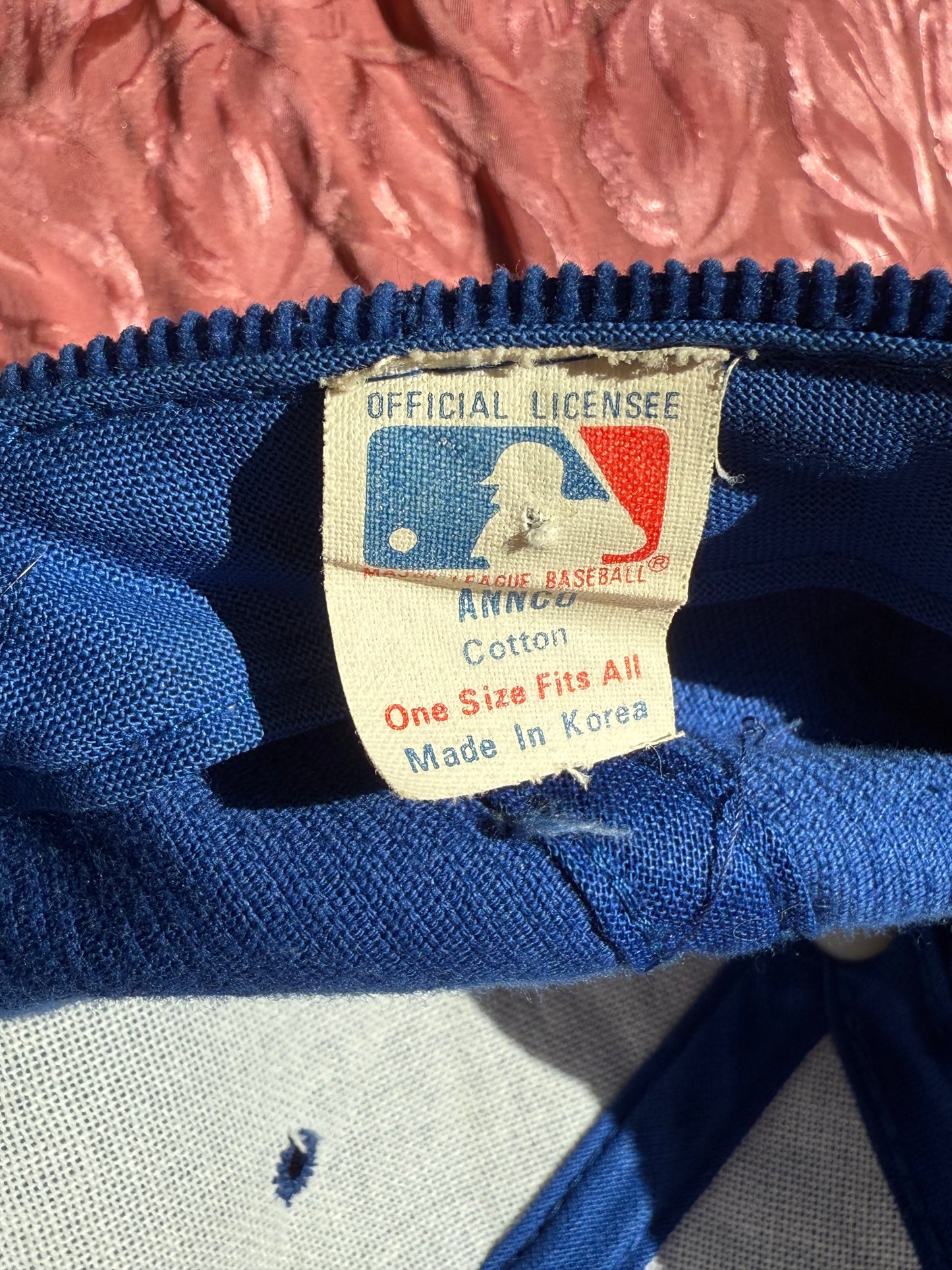Casquette New York Major League Baseball velours bleu broderie orange T.U
