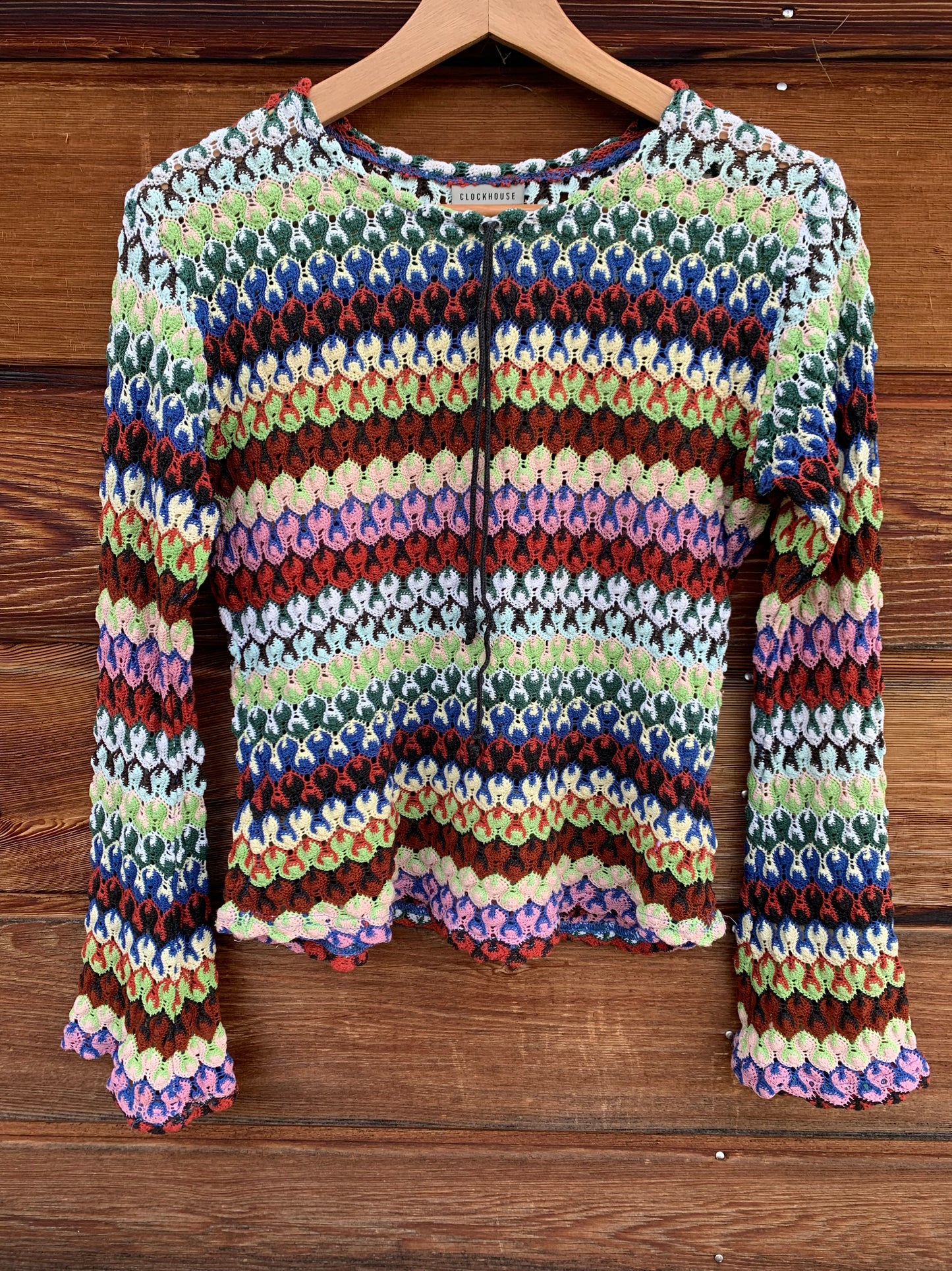 Haut en crochet coloré manches longues T.S