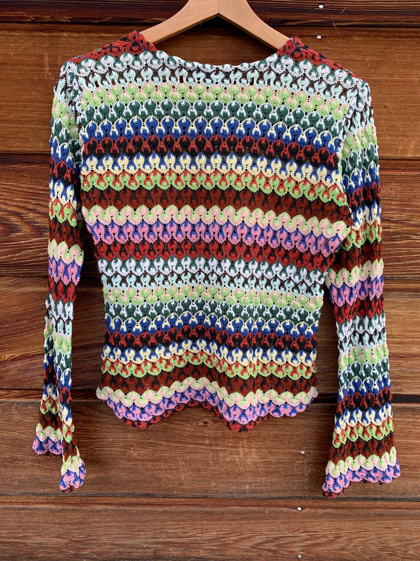 Haut en crochet coloré manches longues T.S