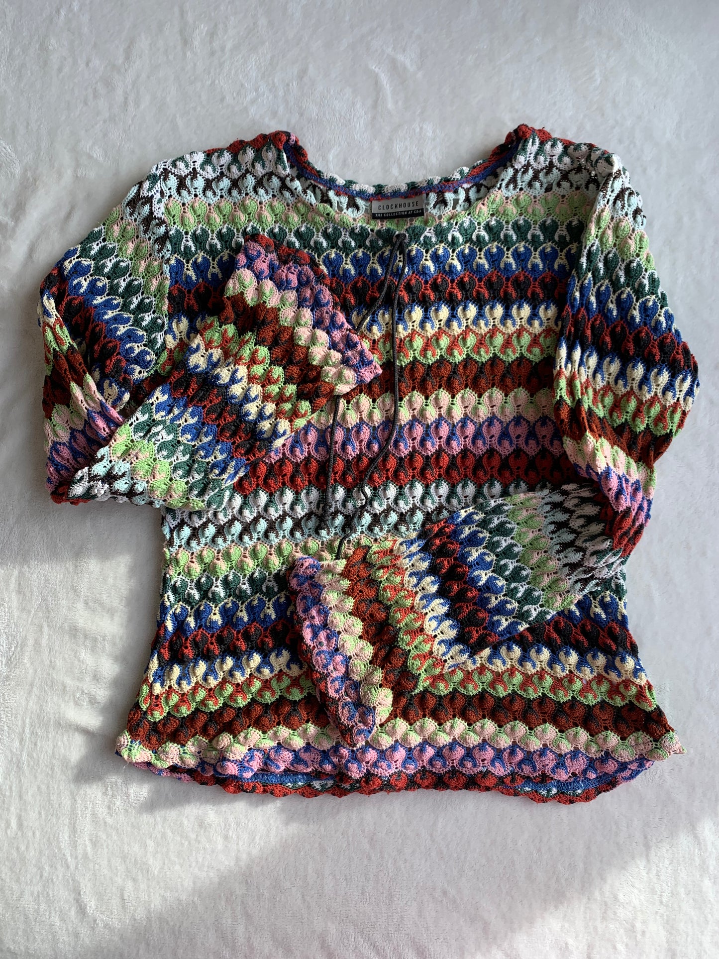 Haut en crochet coloré manches longues T.S