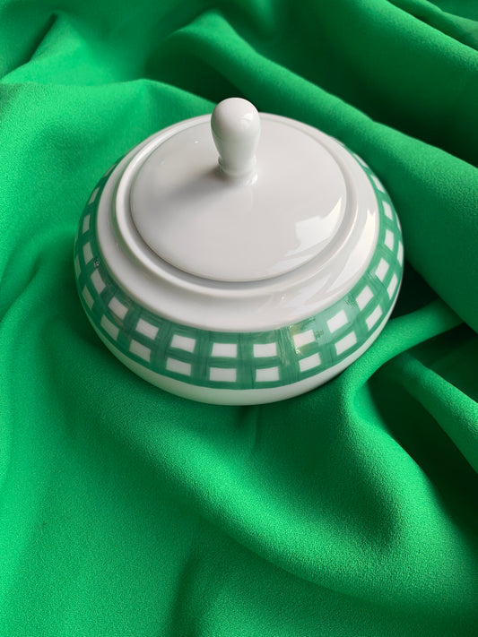 Sucrier Guy Degrenne "Decor Pareo Vert" en porcelaine