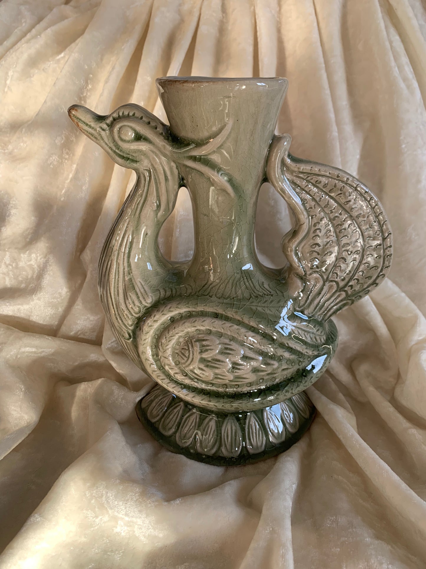 Pichet / vase oiseau en terre cuite