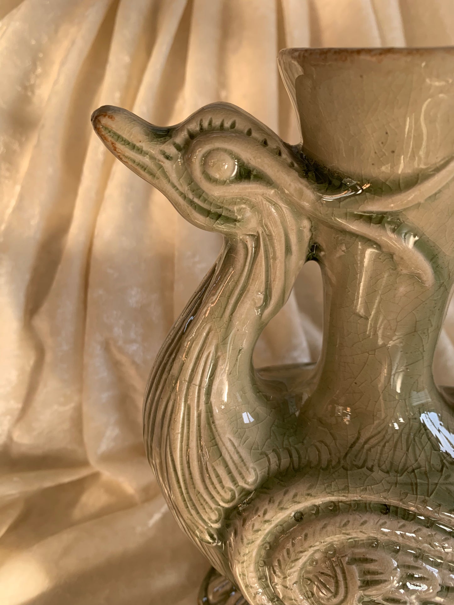 Pichet / vase oiseau en terre cuite