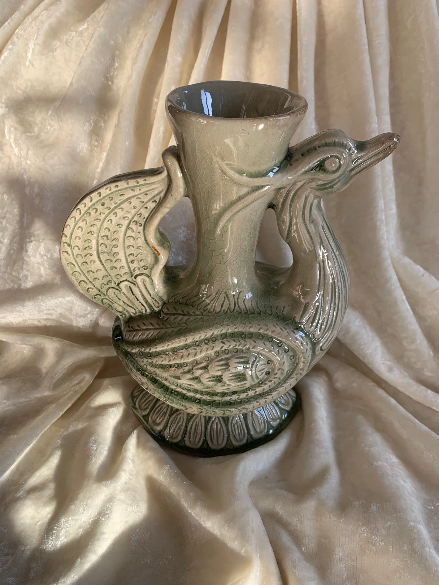 Pichet / vase oiseau en terre cuite