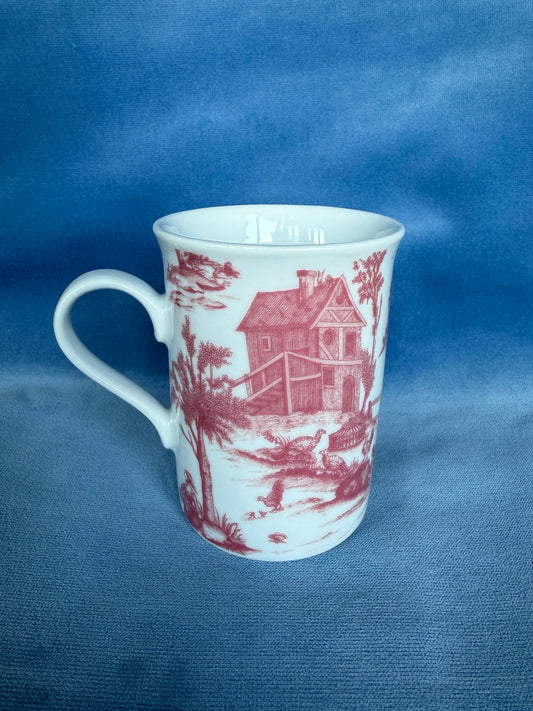 Tasse motif toile de jouy en porcelaine