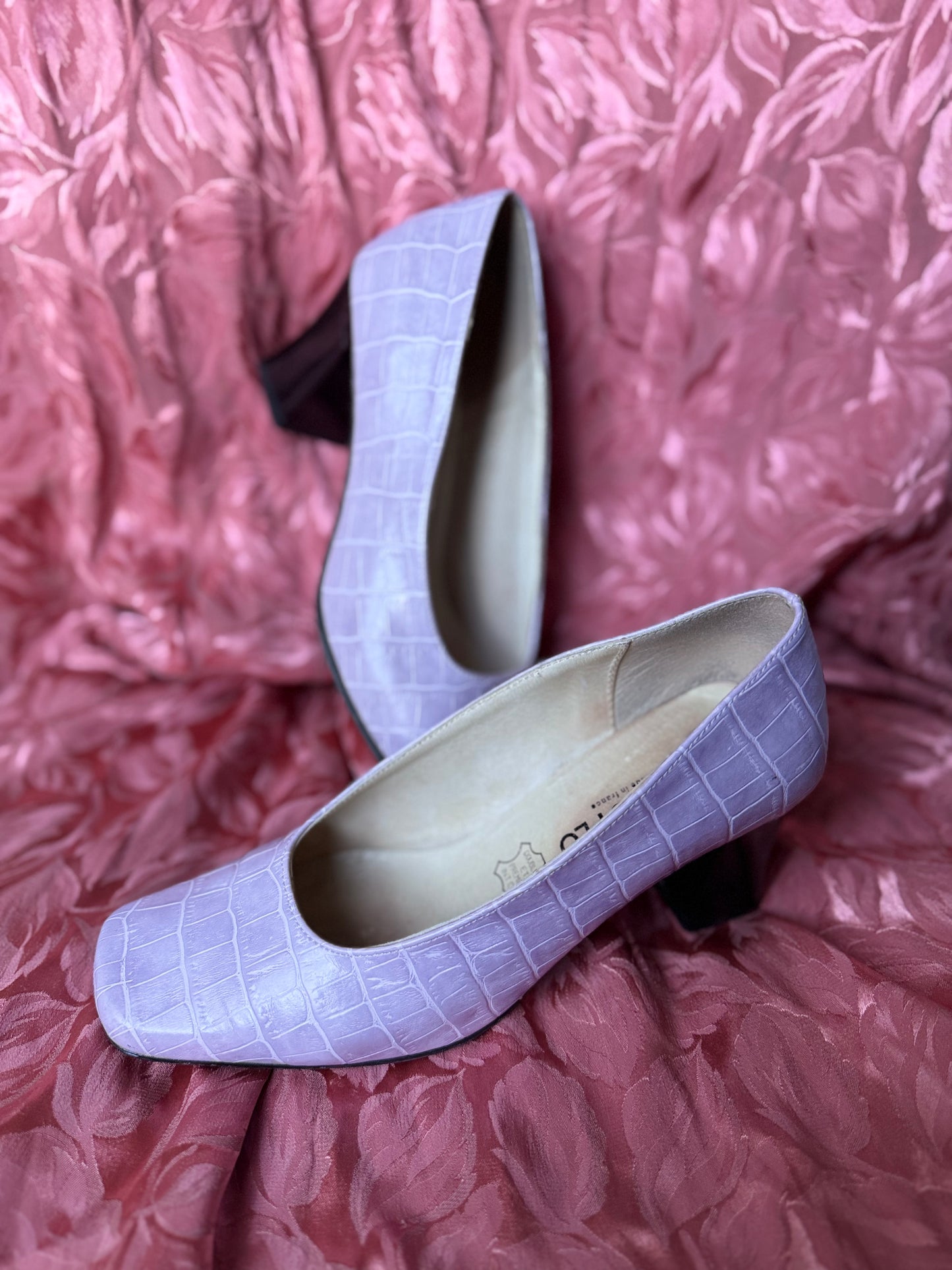 Ballerines à talon lila en cuir Agnes Flo T.37