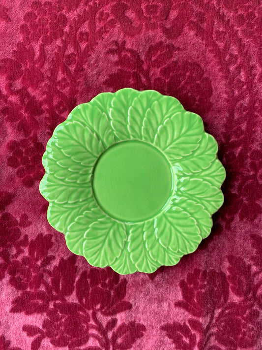 Assiette verte feuilles en céramique