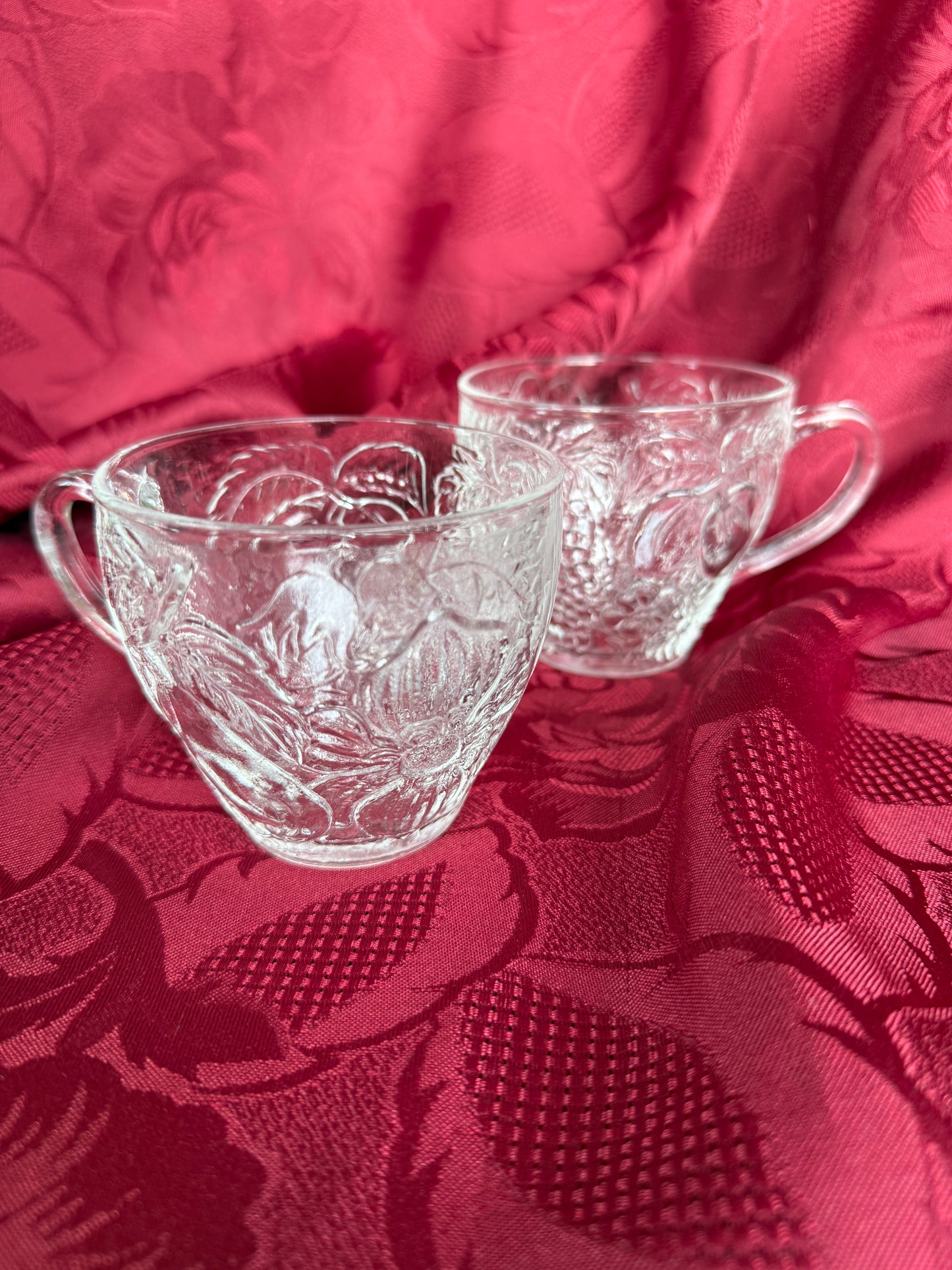 Six tasses en verre design botanique vintage Duralex