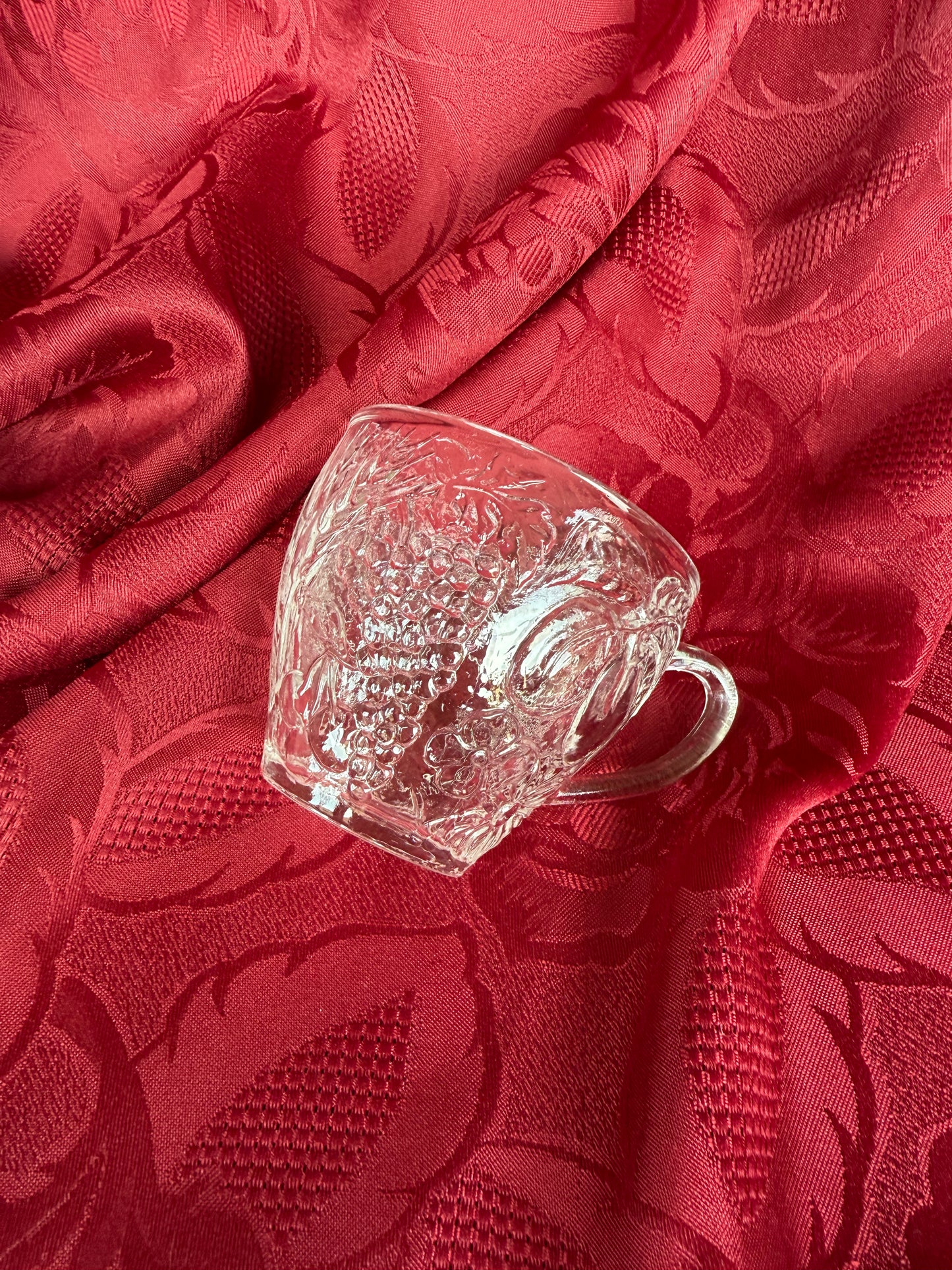 Six tasses en verre design botanique vintage Duralex