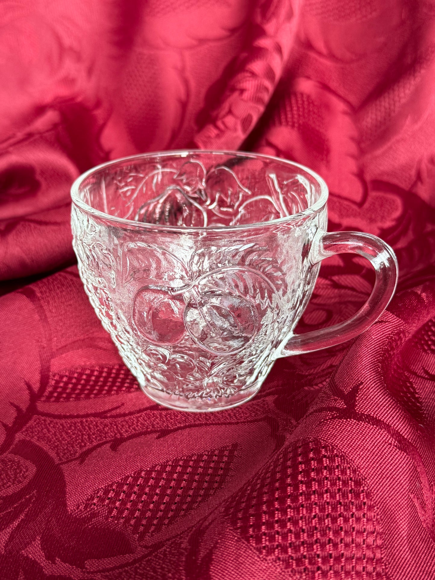Six tasses en verre design botanique vintage Duralex