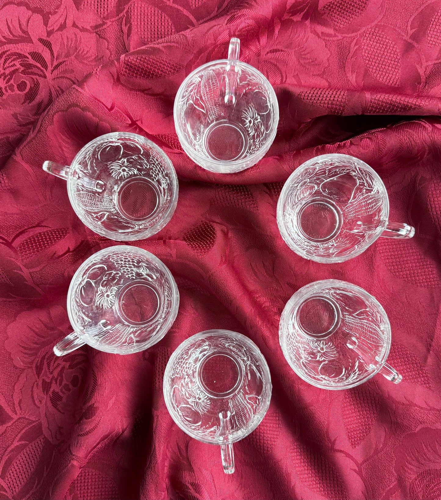 Six tasses en verre design botanique vintage Duralex