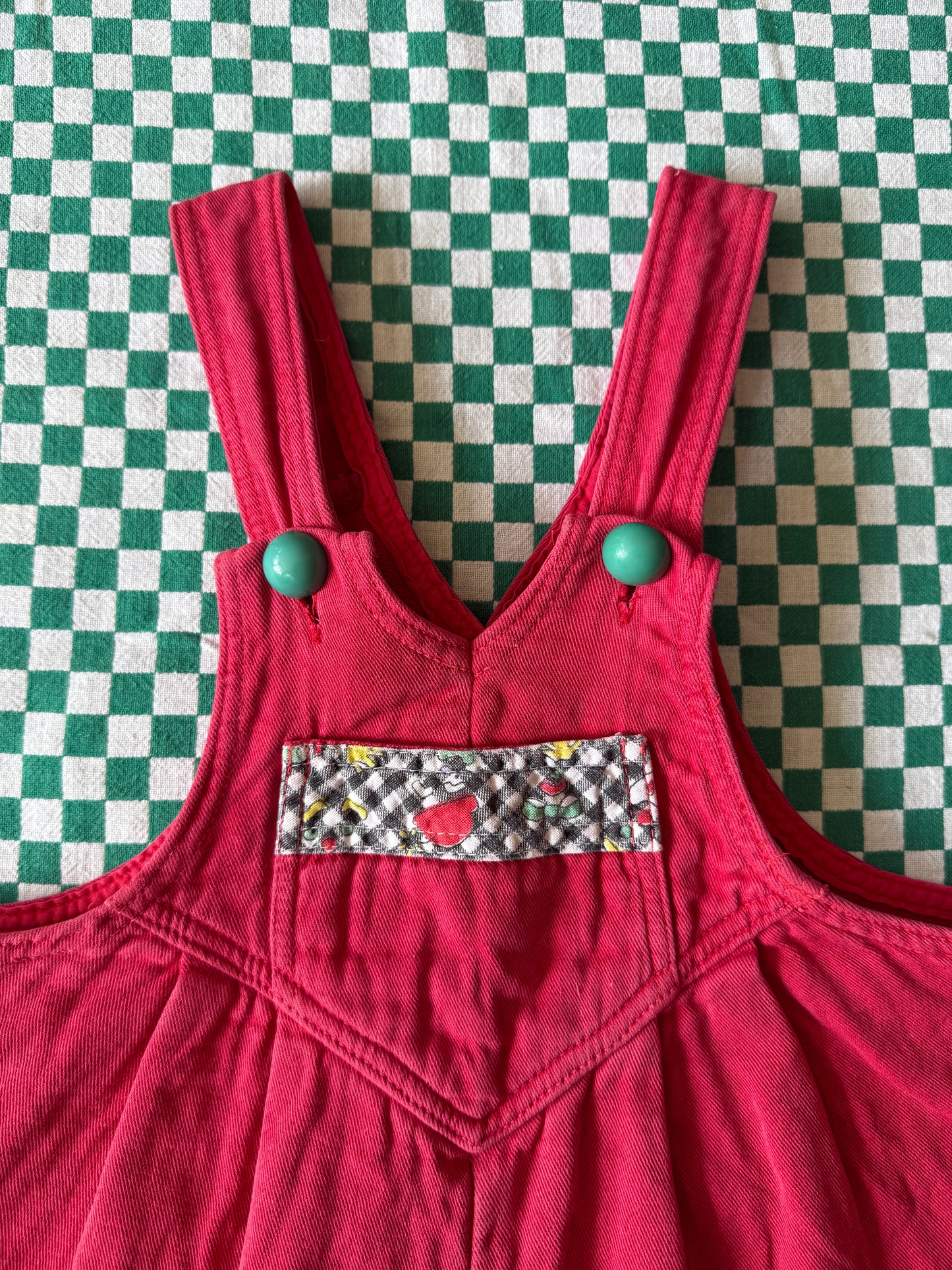 Salopette rouge vintage avec petit clown T.18 mois