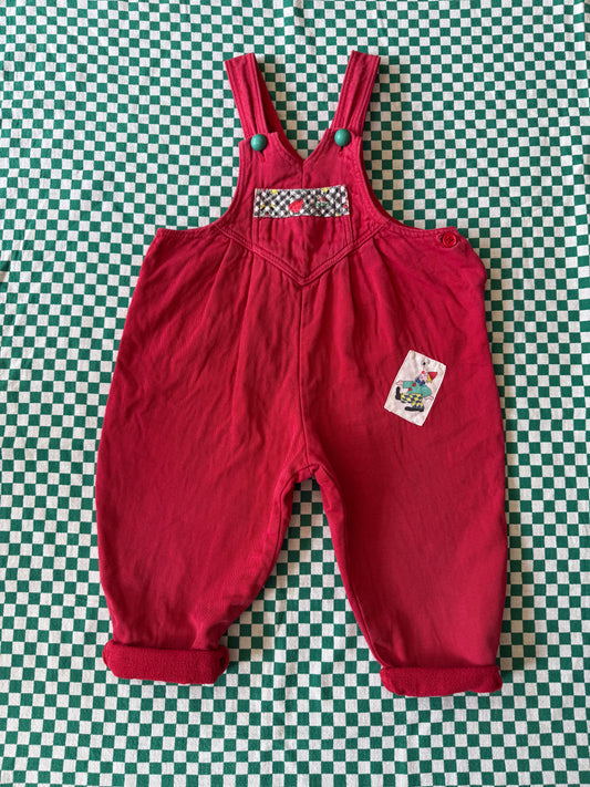 Salopette rouge vintage avec petit clown T.18 mois