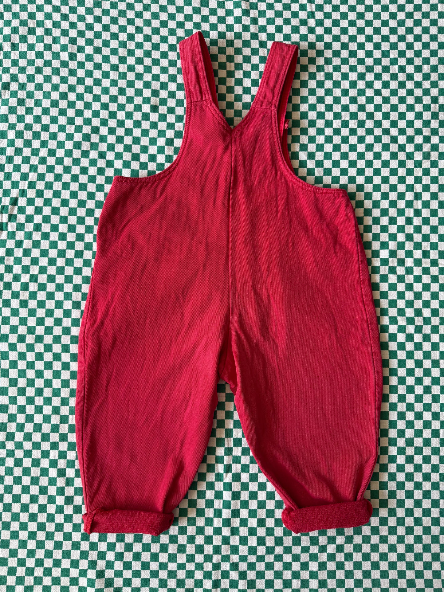 Salopette rouge vintage avec petit clown T.18 mois