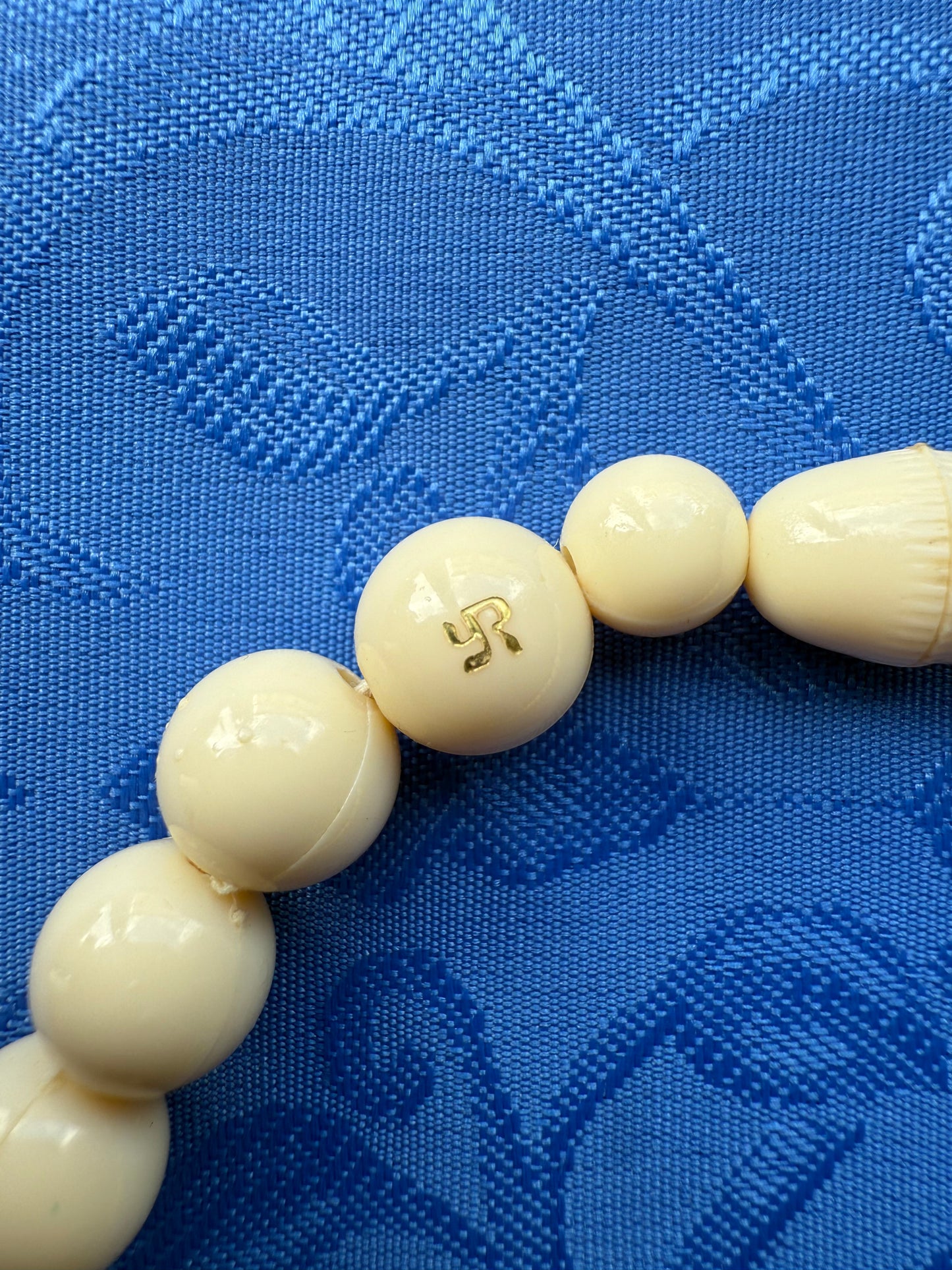 Collier vintage perles rondes couleur crème YR