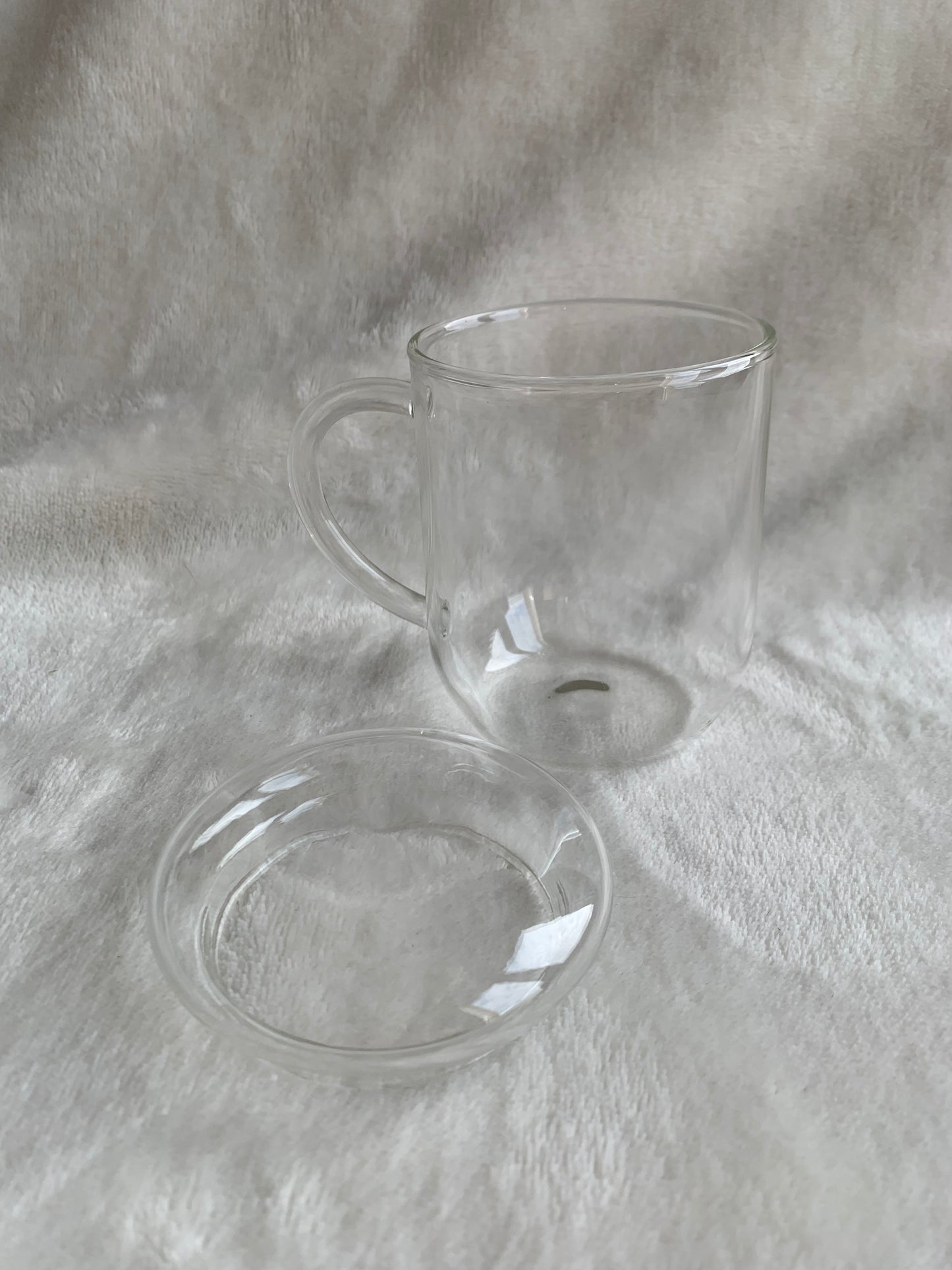 Théière & tasse en verre fin transparent