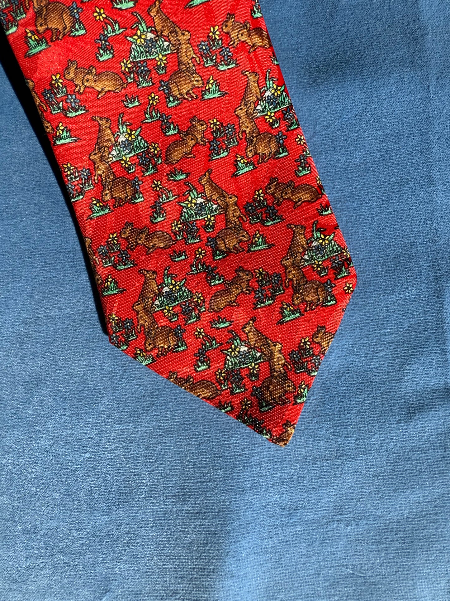 Cravate motif lapins Highlander fabrication française