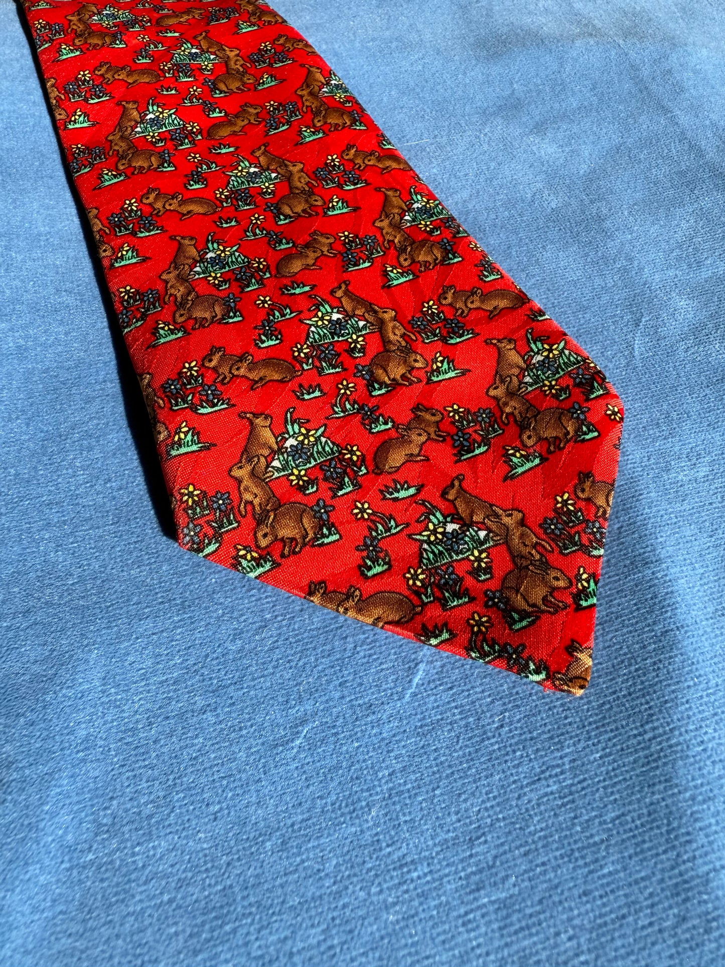 Cravate motif lapins Highlander fabrication française